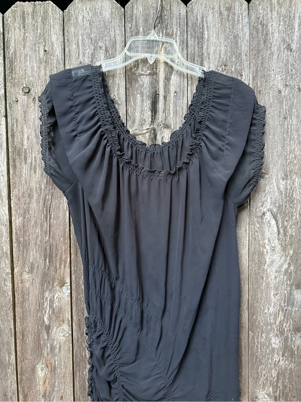 Archival 90’s Jean Paul Gaultier Femme Black Ruched Radial Gathered Midi Dress - Picture 4 of 12